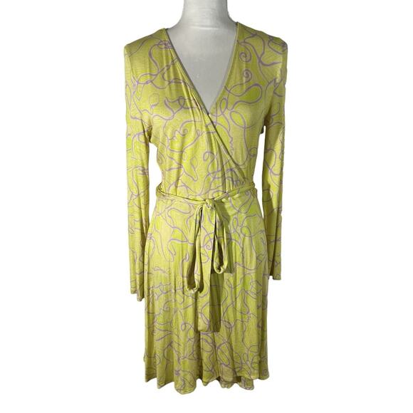 Rhode Maxine Wrap Dress Pastel Abstract Squiggle V-Neck Jersey Size Small NEW! - Picture 4 of 12